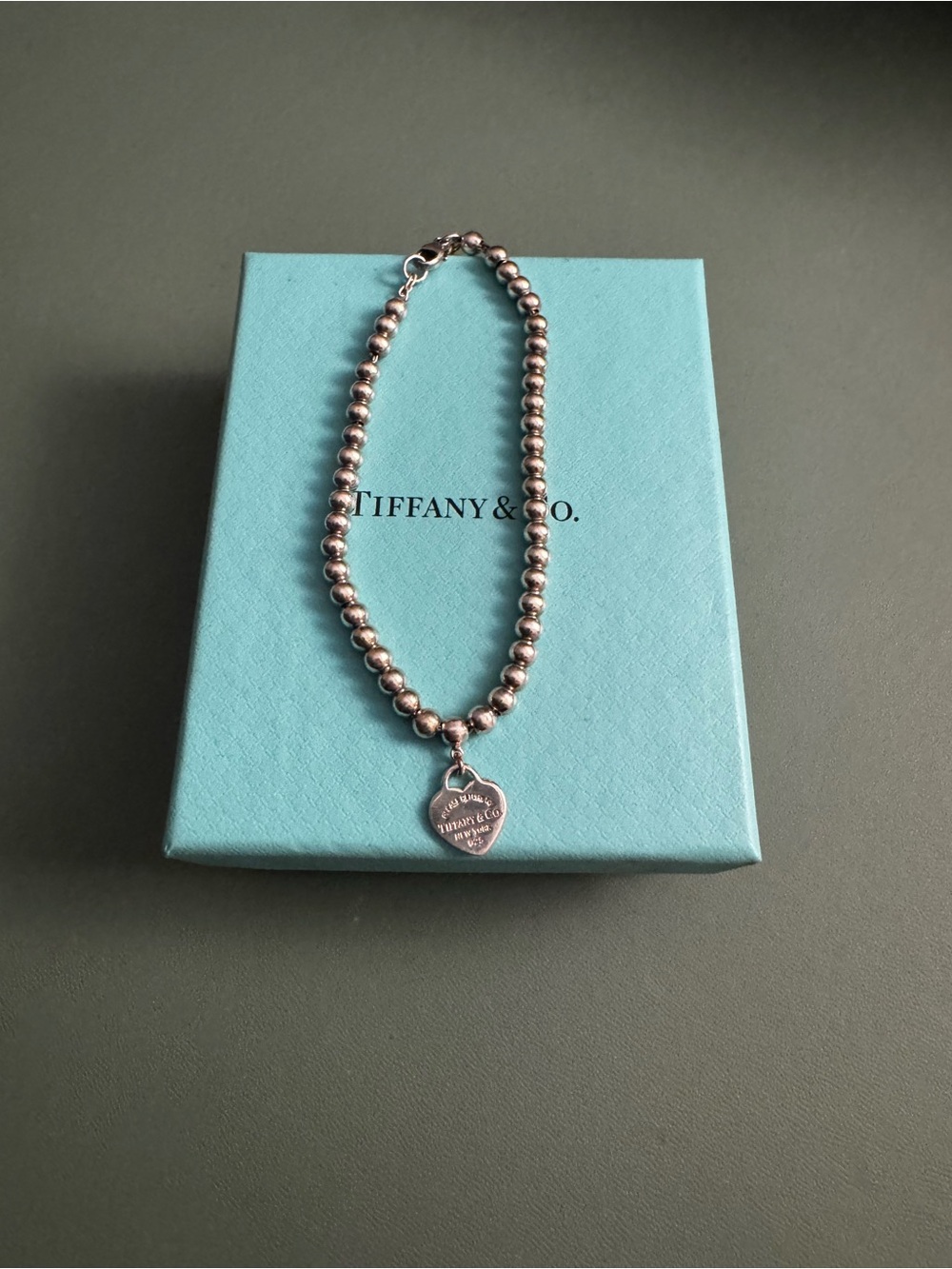 Tiffany & Co. Sterling Silver Bead Necklace with Heart Tag - Silver - Picture 2 of 5